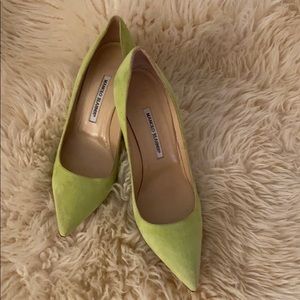 MANOLO BLAHNIK 105 BB Green Suede Pump